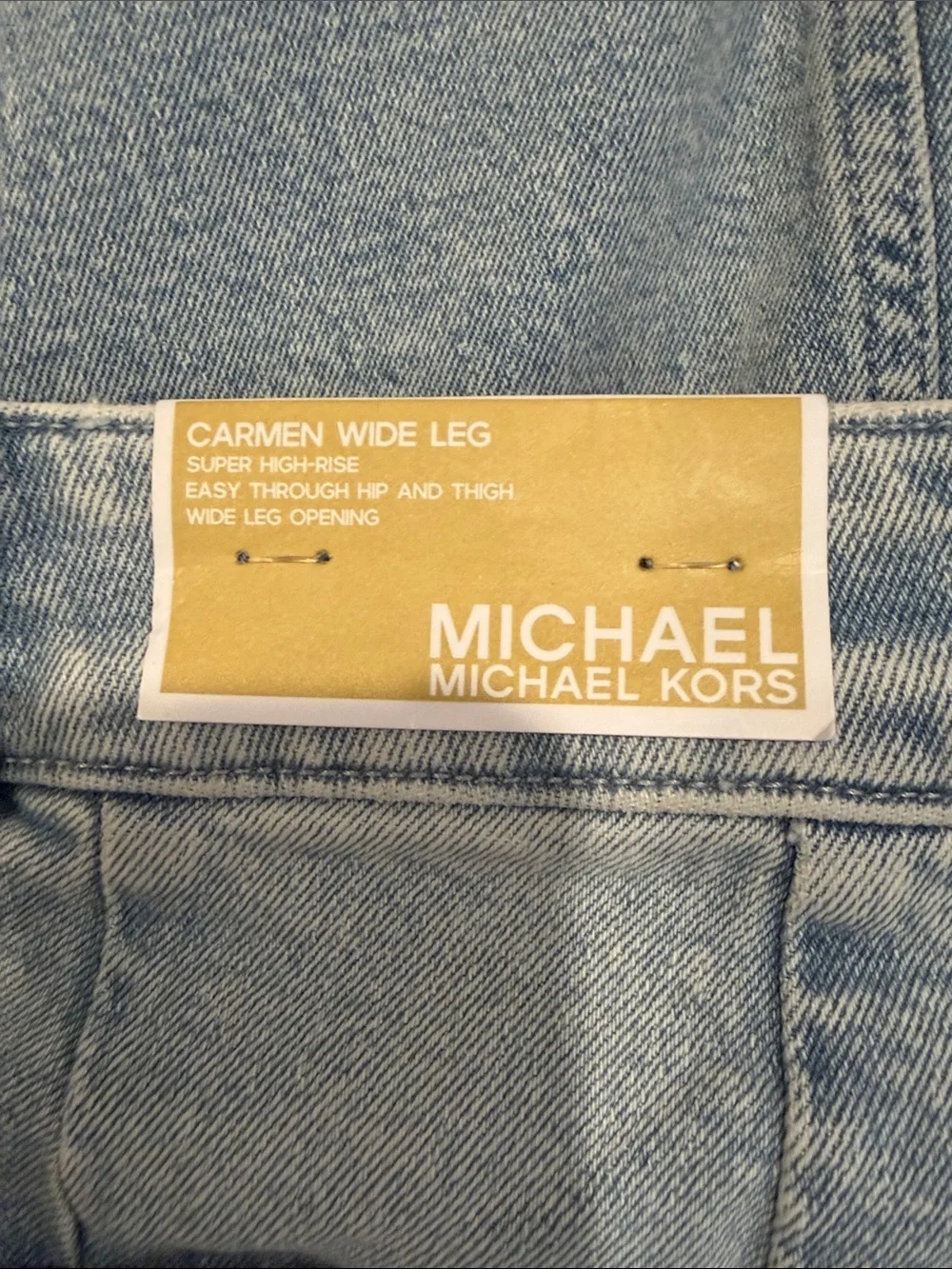 NWT Michael Kors “Carmen” wide leg  Faded Light Blue Denim Jeans